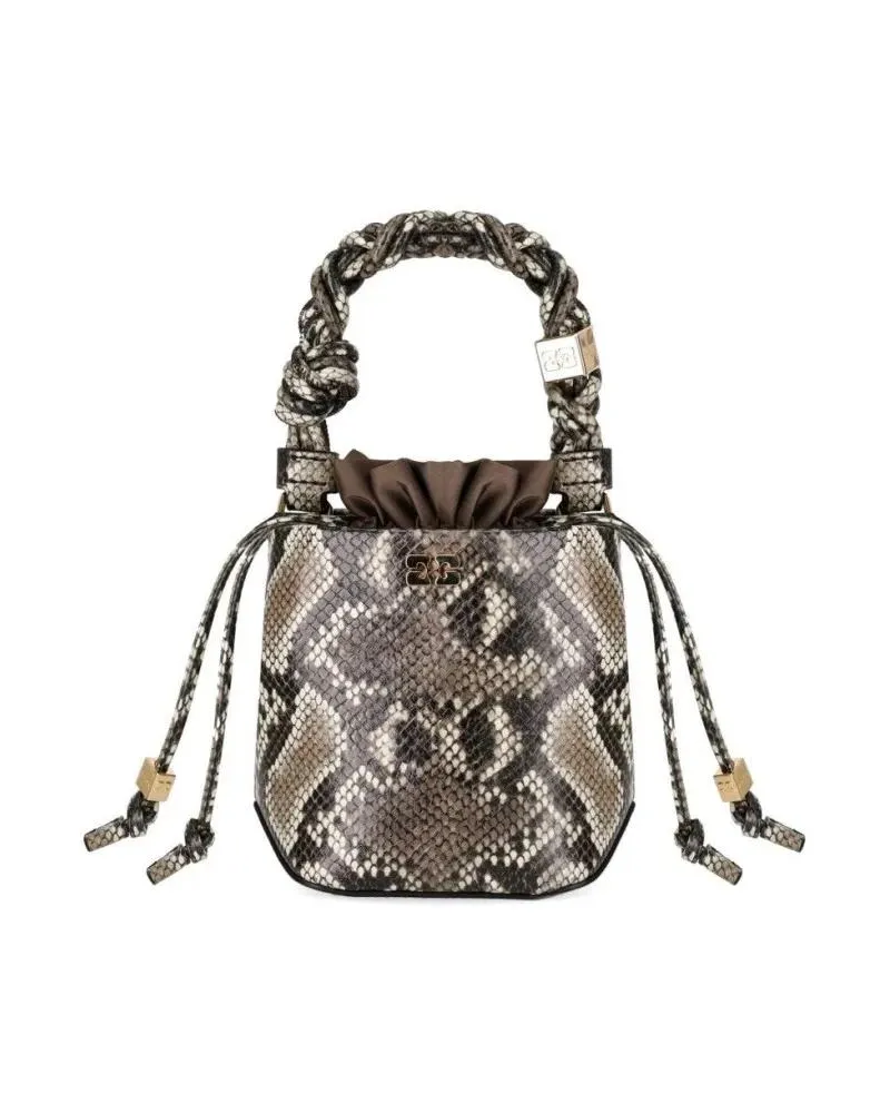 Ganni Beuteltaschen Bou Bucket Bag With Python Print bunt Bunt