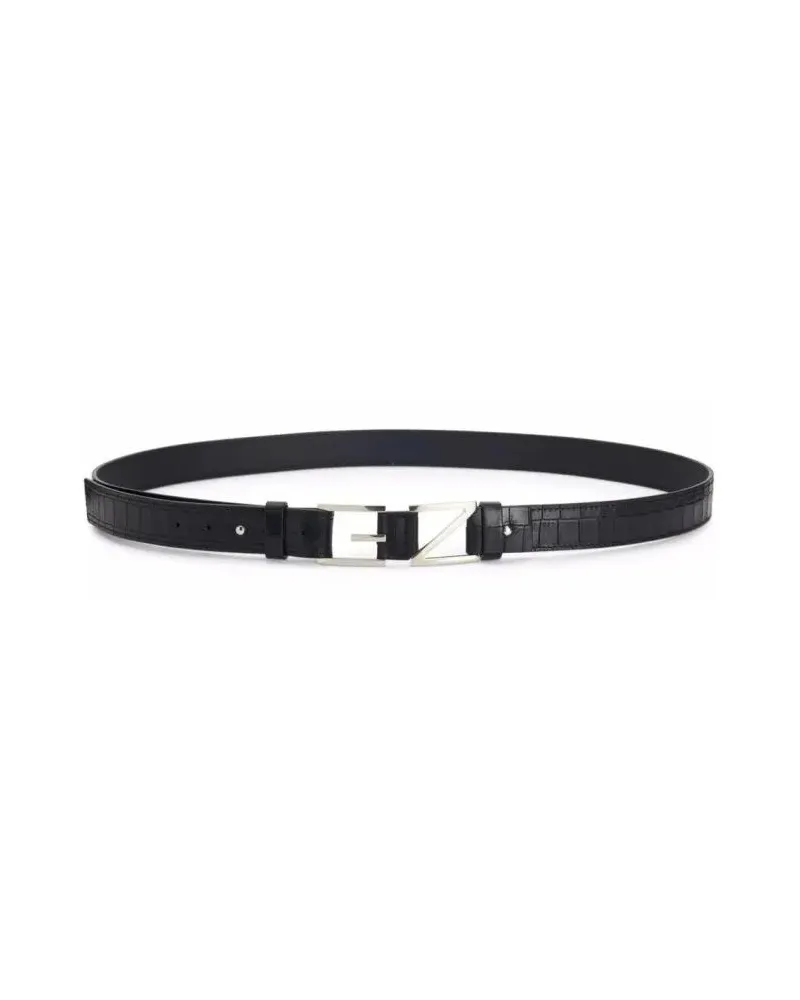 Giuseppe Zanotti Gürtel Croc-Effect Gz Block Logo Belt schwarz Schwarz