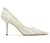 Hohe Schuhe Textured Snakeskin Heeled Shoes beige