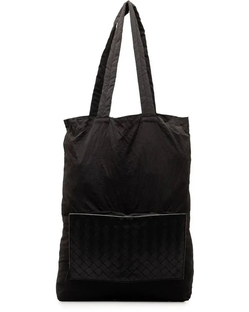 Bottega Veneta Shopper 2012-2023 Intrecciato and Nylon Foldable Tote schwarz Schwarz