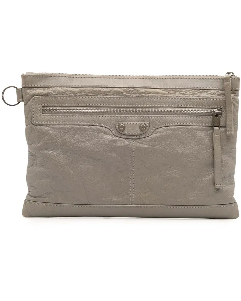 Balenciaga Clutches Lambskin Motocross Classic Clip M Clutch grau Grau