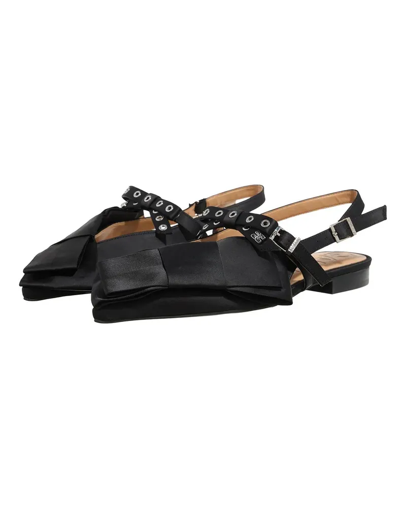 Ganni Ballerinas Big Bow Slingback Ballerina Satin schwarz Schwarz