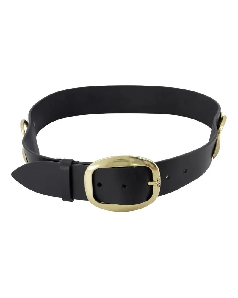 Isabel Marant Gürtel Calfskin Belt With Polished Gold-Tone Buckle schwarz Schwarz