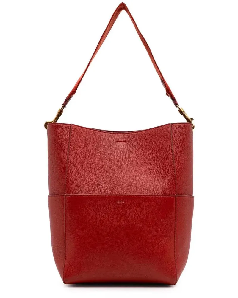 Celine Hobo Bags Medium Leather Seau Sangle Bucket Bag rot Rot