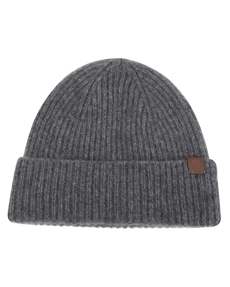 Eleventy Caps & Mützen Ribbed Knit Beanie grau Grau