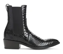 Stiefel Textured Black Leather Ankle Boots With Pointed To schwarz