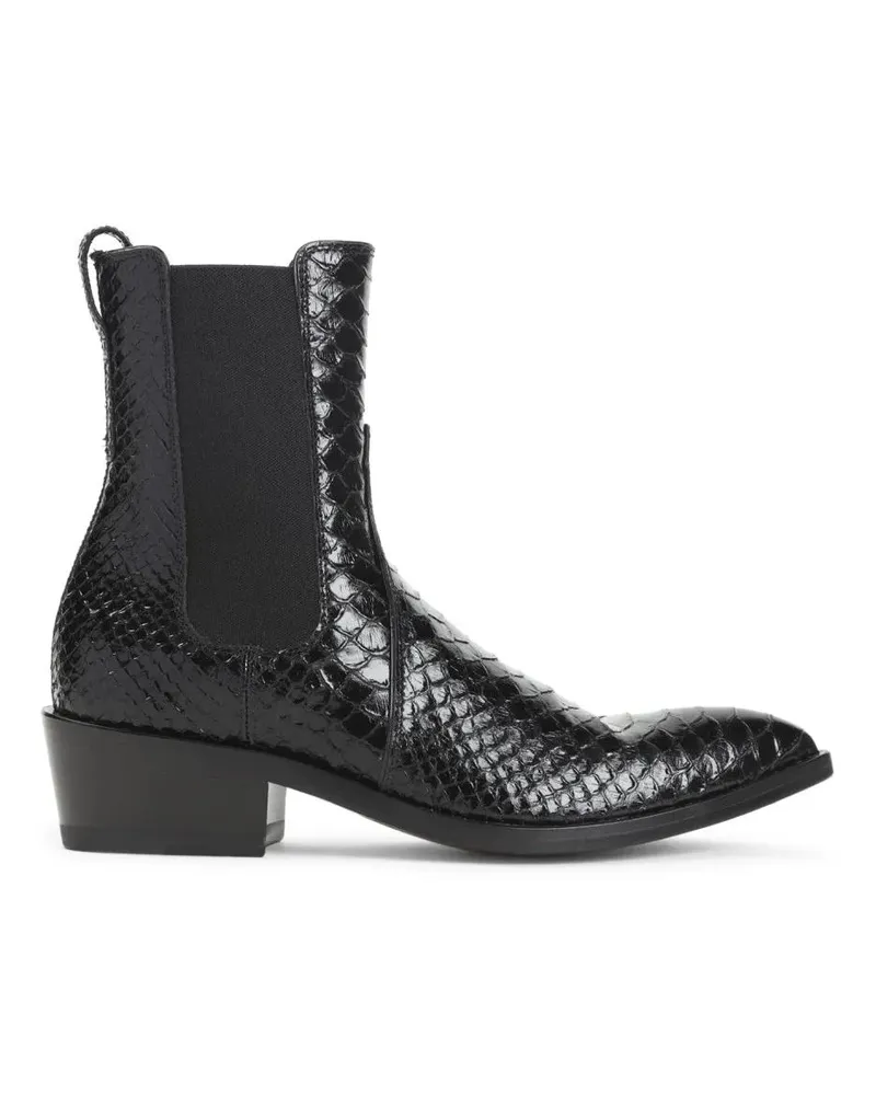 Tom Ford Stiefel Textured Black Leather Ankle Boots With Pointed To schwarz Schwarz