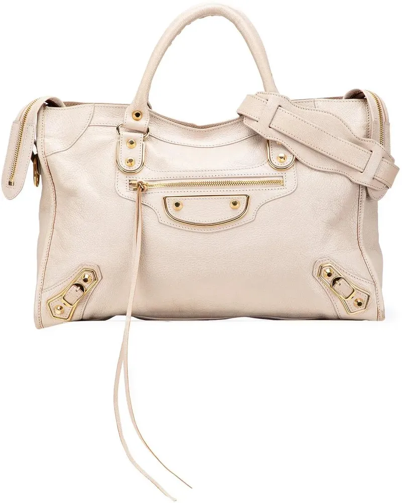 Balenciaga Hobo Bags Chevre Motocross Classic Metallic Edge City Satche braun Braun