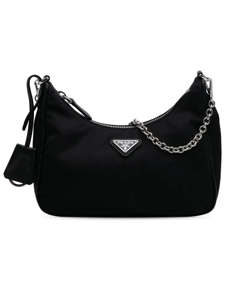 Prada Hobo Bags Mini Tessuto Re Edition 2005 Satchel schwarz Schwarz