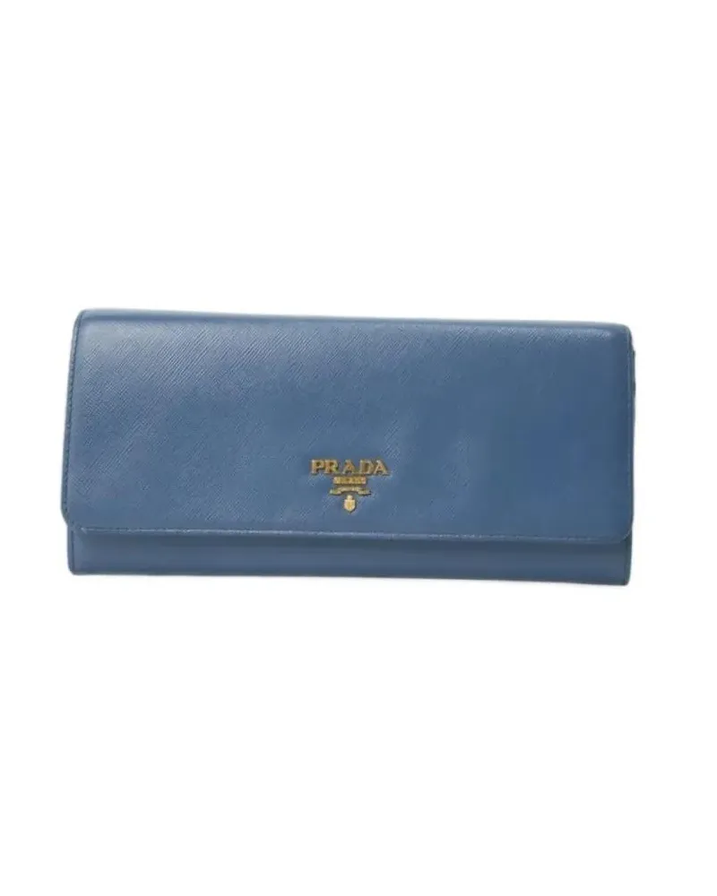 Prada Portemonnaie Wallet On Chain Saffiano Blue blau Blau