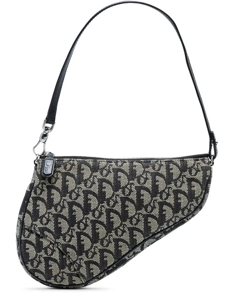 Dior Hobo Bags Mini Diorissimo Canvas Saddle Pochette schwarz Schwarz