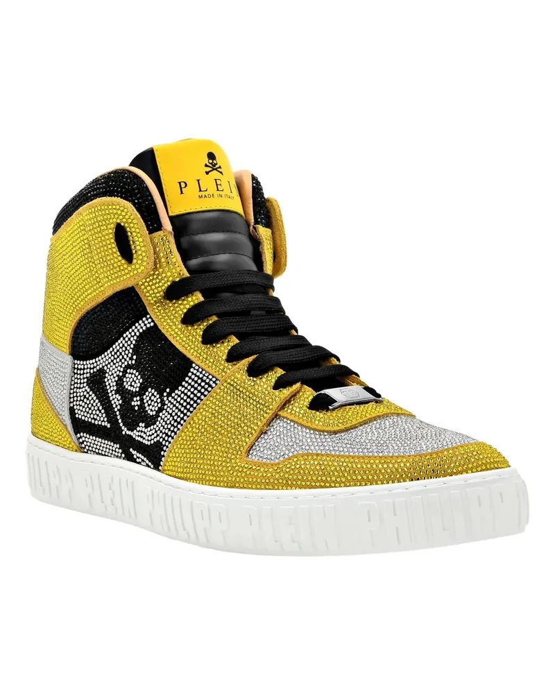 Philipp Plein Low-Top Sneaker Hochwertige Turnschuhe Notorious Mit Schmucksteine gelb Gelb