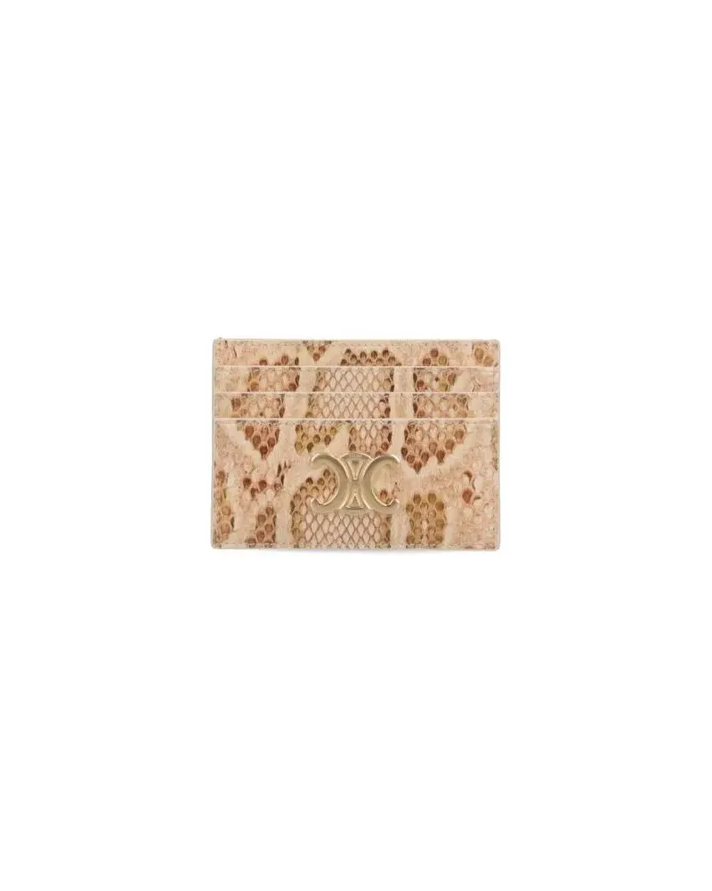 Celine Portemonnaie "Triomphe" Python Leather Card Holder beige Beige