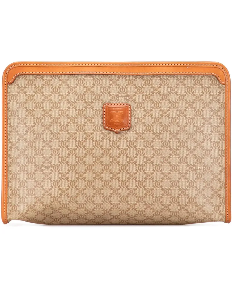 Celine Clutches Macadam Coated Canvas Clutch braun Braun