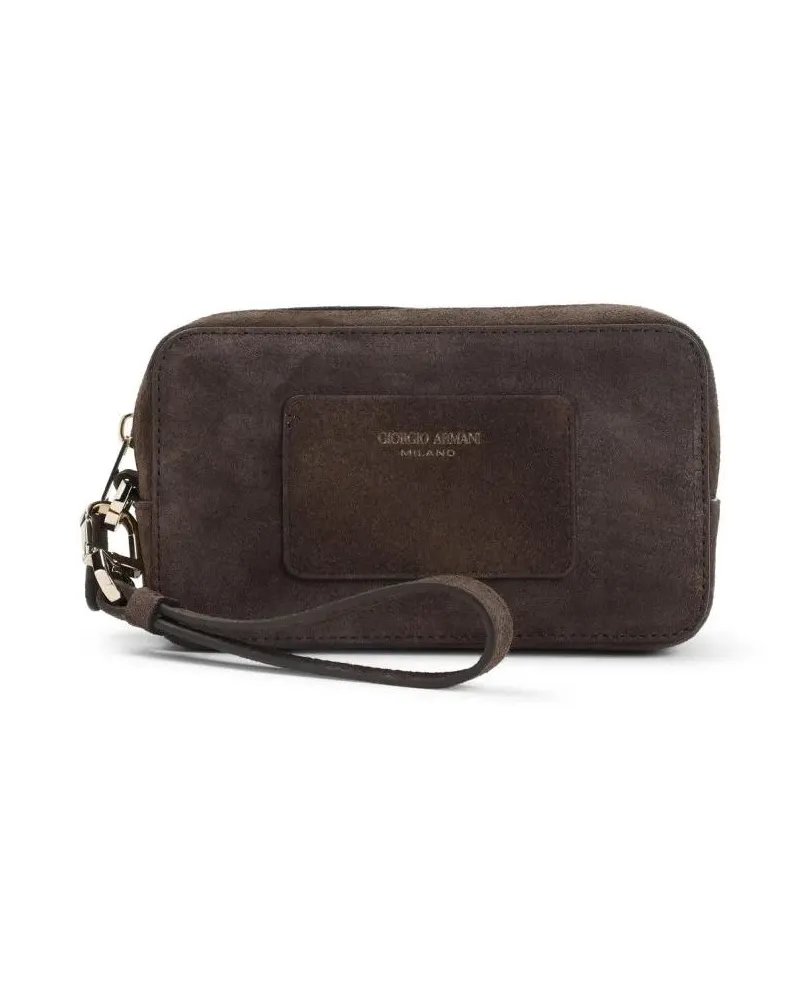 Giorgio Armani Bauchtaschen Brown Leather Belt Bag With Zip Closure braun Braun