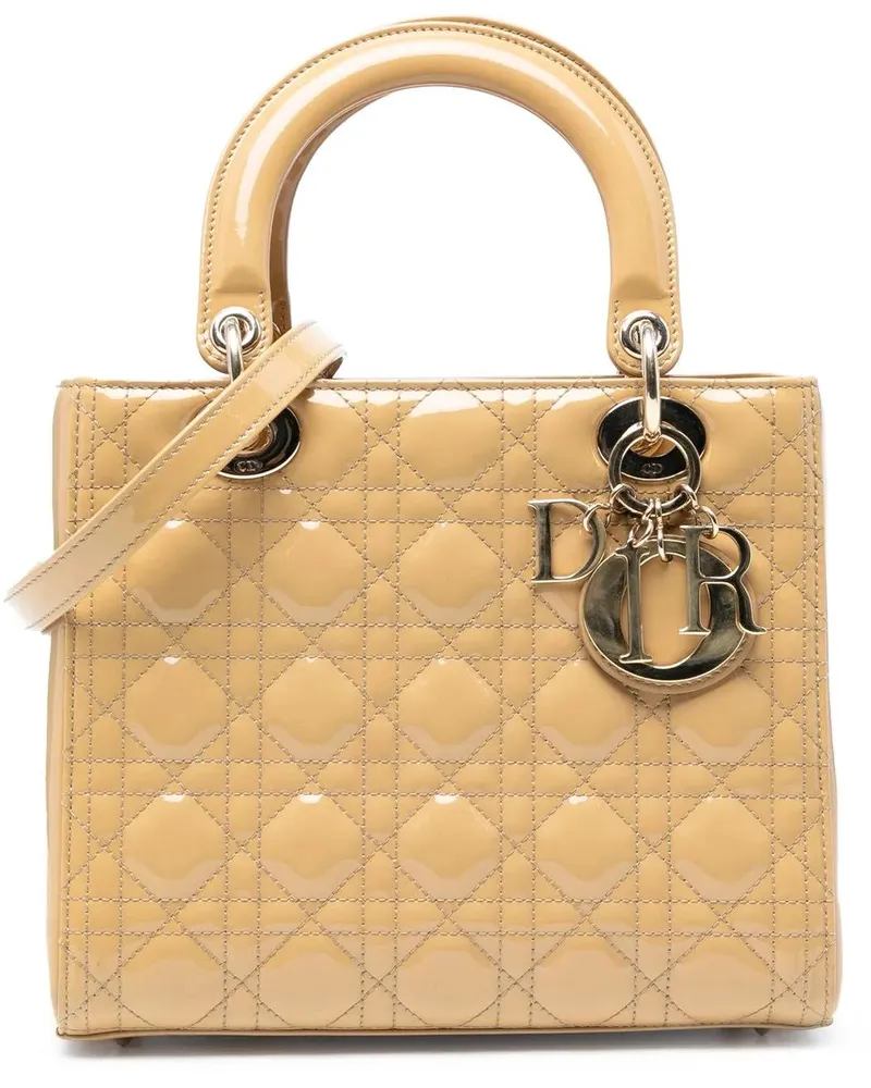 Dior Hobo Bags Medium Patent Cannage Lady Dior braun Braun