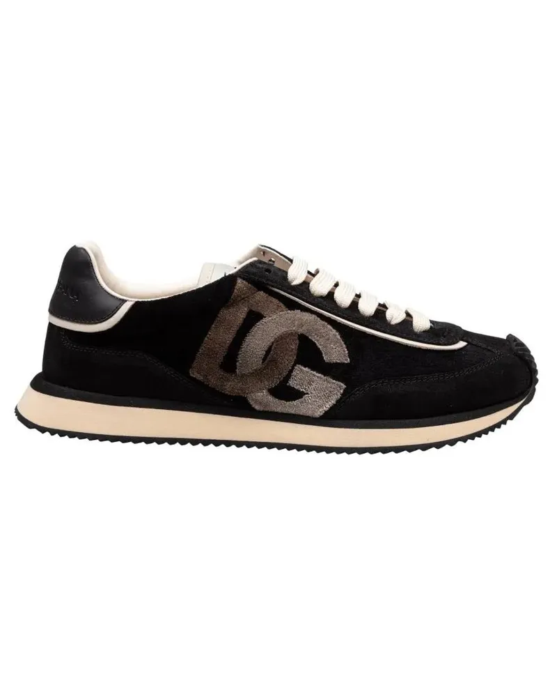 Dolce & Gabbana Low-Top Sneaker Black/Ivory Velvet And Suede Cushion Sneakers schwarz Schwarz