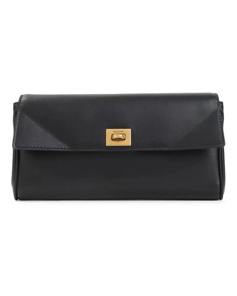 Balenciaga Portemonnaie Compact Black Calf Leather Wallet schwarz Schwarz