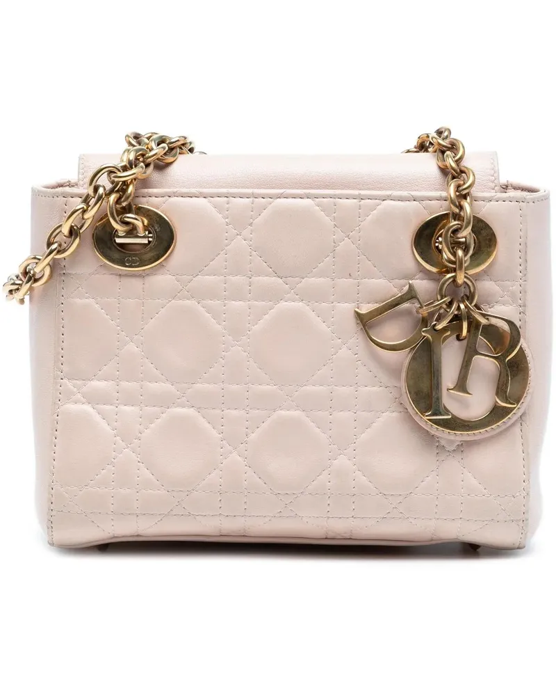 Dior Hobo Bags Lambskin Cannage Lady Dior Double Chain Bag rosa Gold