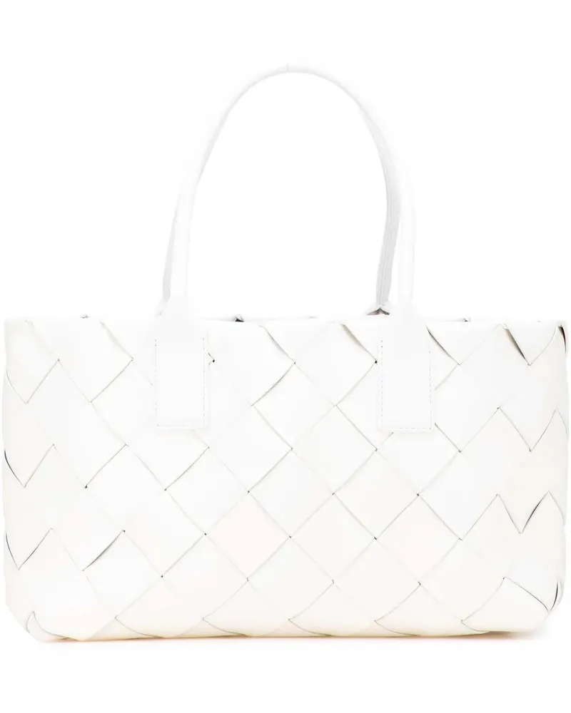 Bottega Veneta Shopper Small Lambskin Intrecciato Cabat Tote weiß Weiß