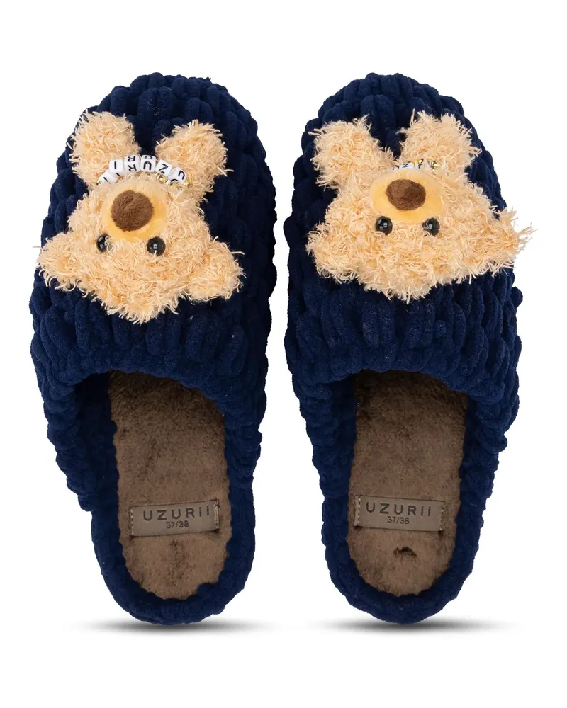 uzurii Slipper & Pantoletten Pantoffeln Pantoffel Boo Boo blau Blau