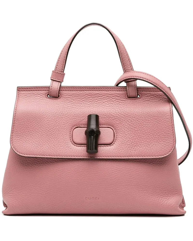 Gucci Hobo Bags Medium Leather Bamboo Daily Satchel rosa Gold