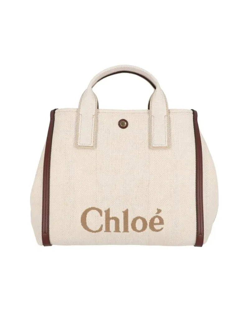 Chloé Crossbody Bags Structured Tote Bag With Leather Accents beige Beige