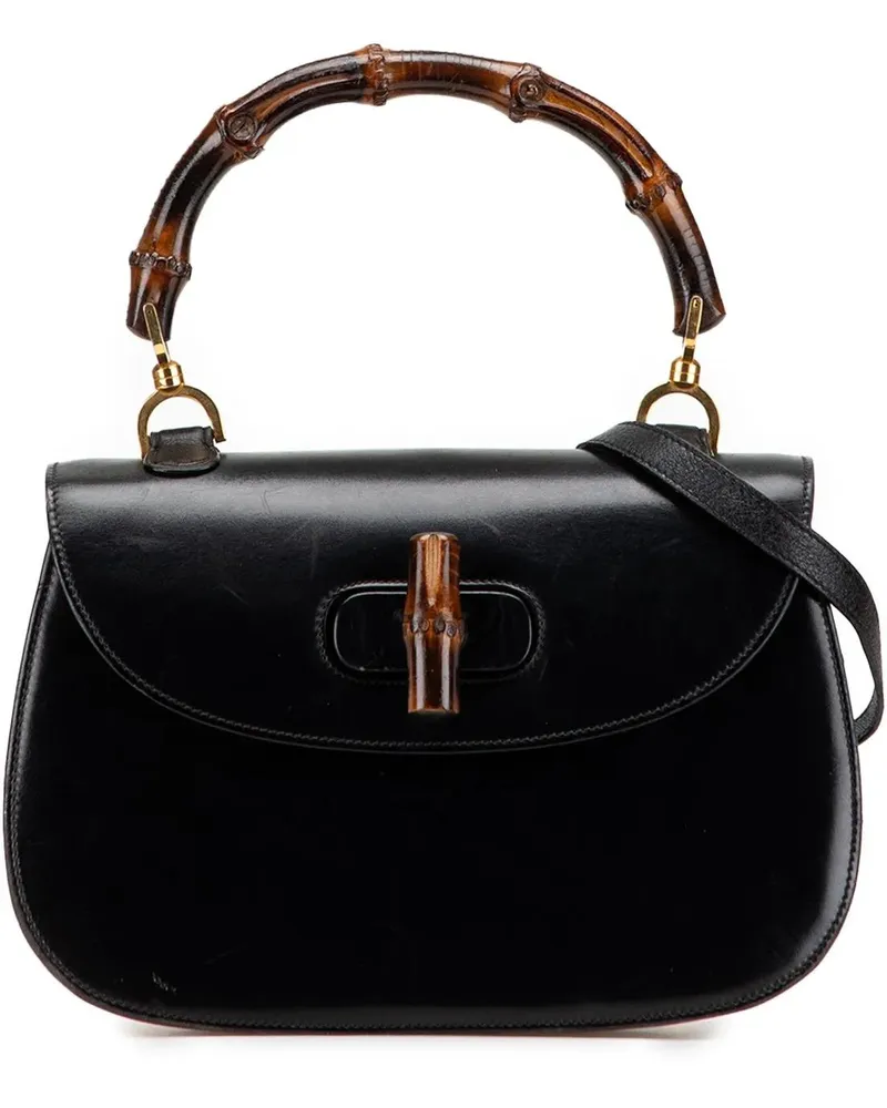 Gucci Crossbody Bags Calfskin Bamboo Night schwarz Schwarz