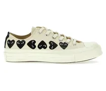 Low-Top Sneaker Contrast Heart Print Canvas Sneakers weiß