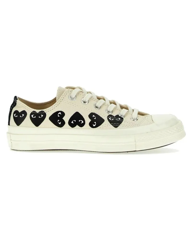 Comme des Garçons Low-Top Sneaker Contrast Heart Print Canvas Sneakers weiß Weiß