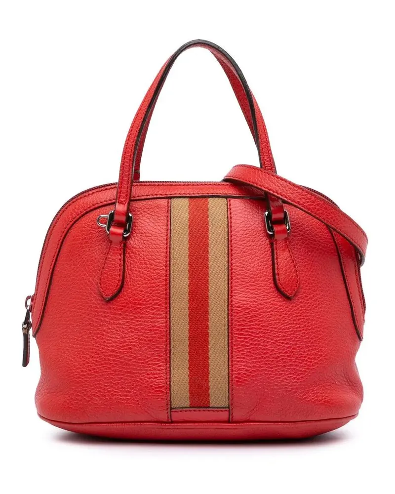 Gucci Hobo Bags Mini Leather Web Dome Satchel rot Rot