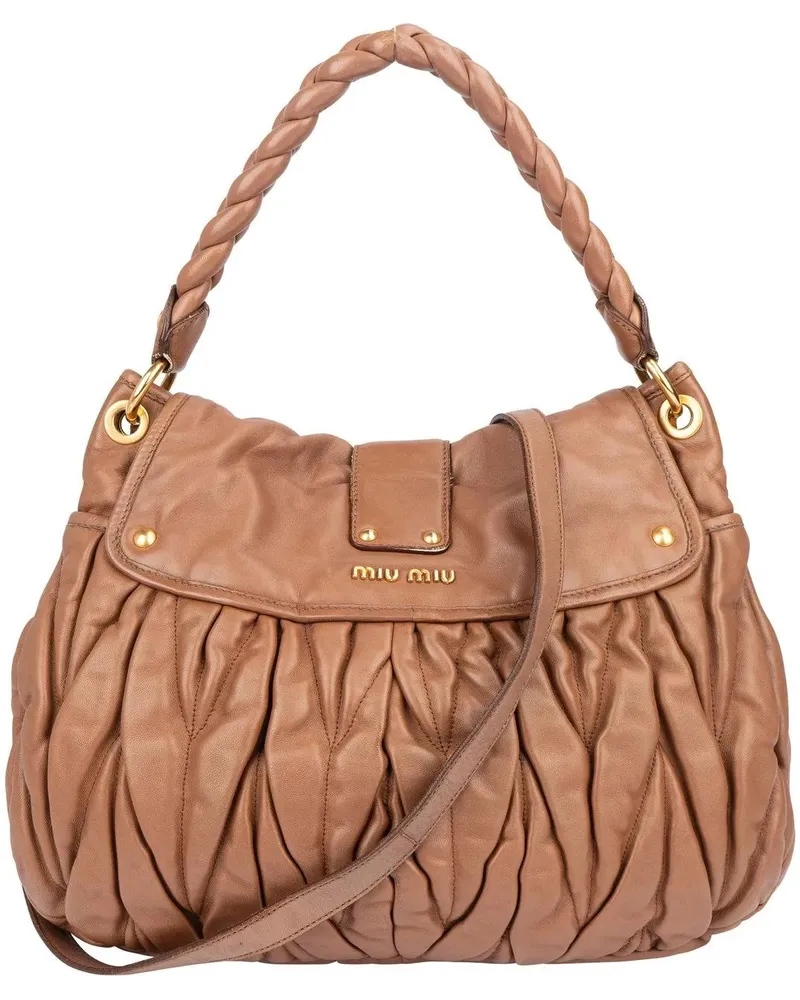 Miu Miu Crossbody Bags  Quilted Leather City Handbag braun Braun