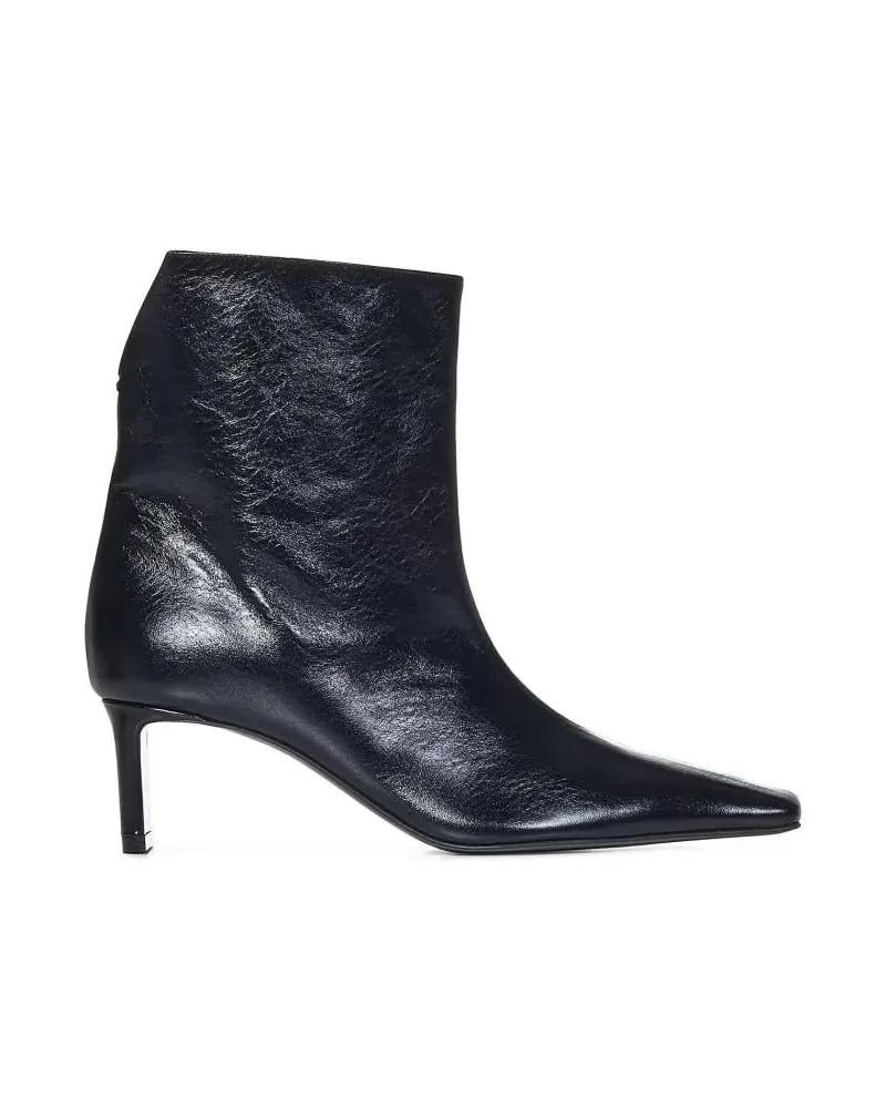 KHAITE Stiefel Calfskin Ankle Boots With Square Toe schwarz Schwarz