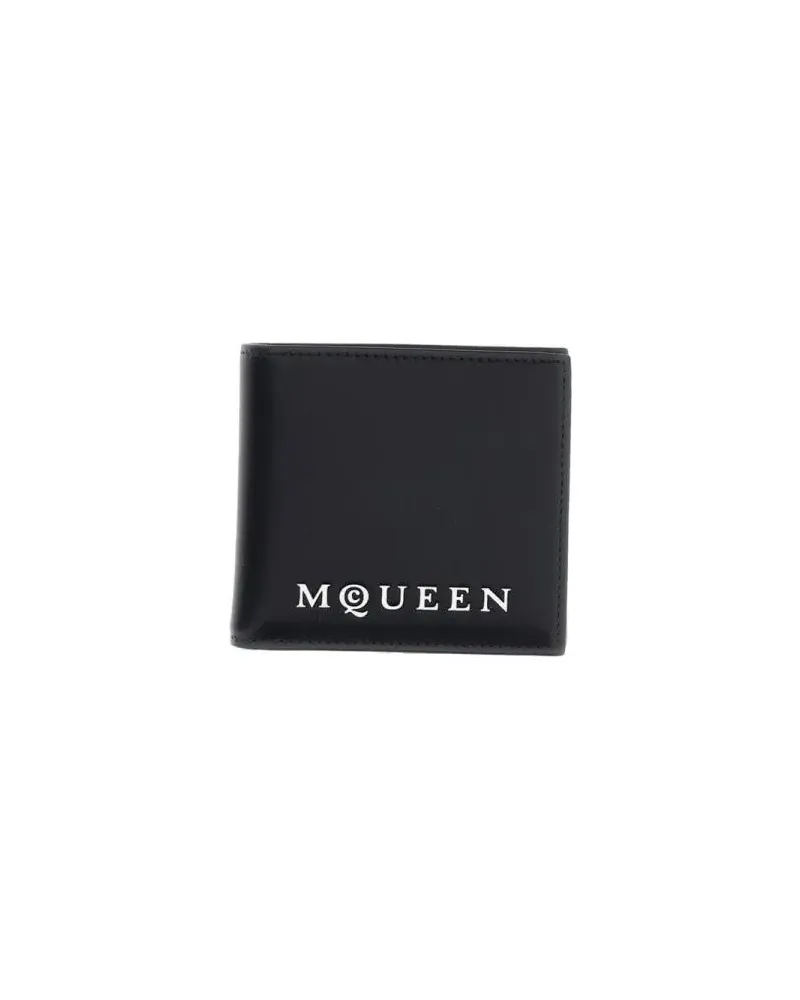 Alexander McQueen Portemonnaies Bi-Fold Card Case With Logo Detail schwarz Schwarz