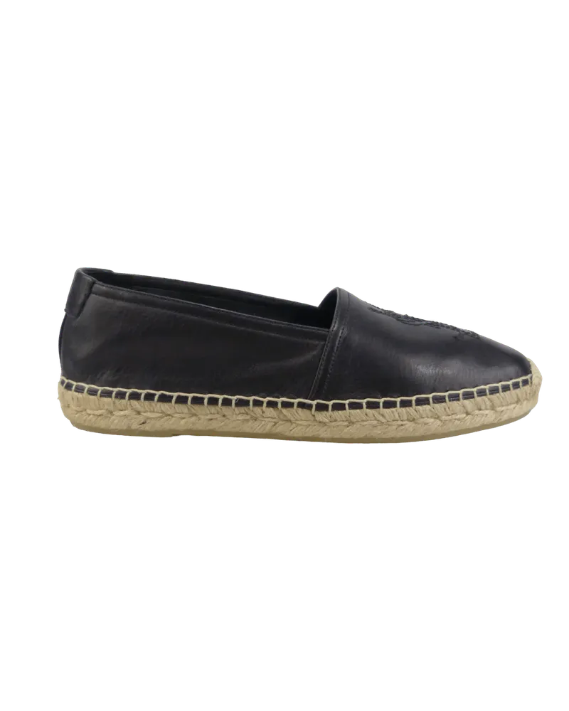 Saint Laurent Loafer Espadrillas in pelle a grana schwarz Schwarz