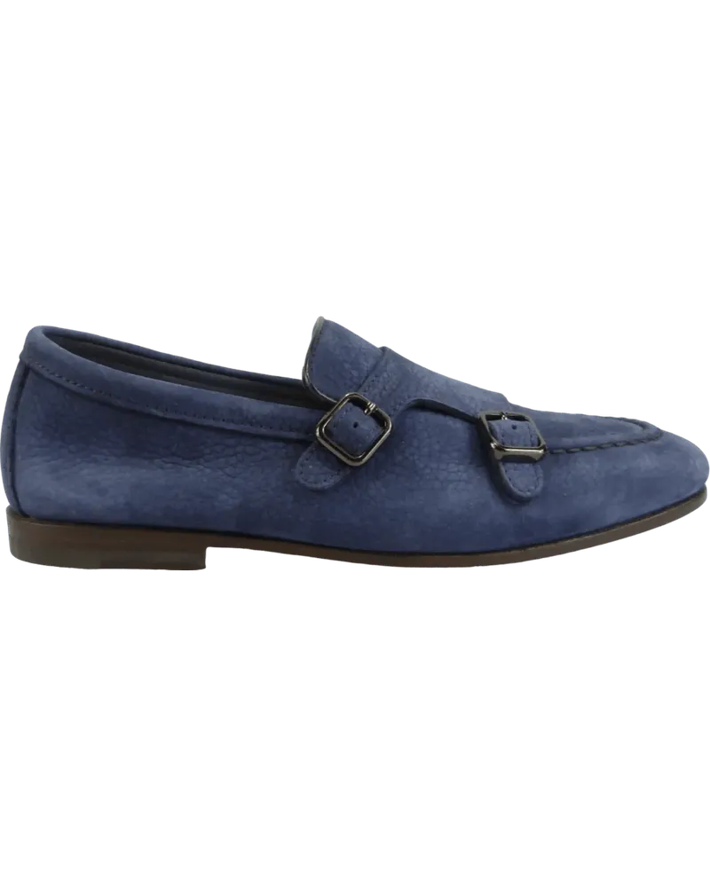 Santoni Loafer Mocassino con doppia fibbia navy blau Blau