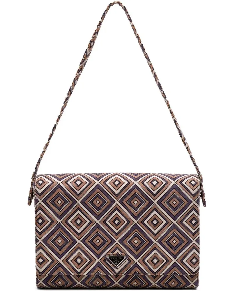 Prada Hobo Bags Canvas Geometric Shoulder Bag braun Braun