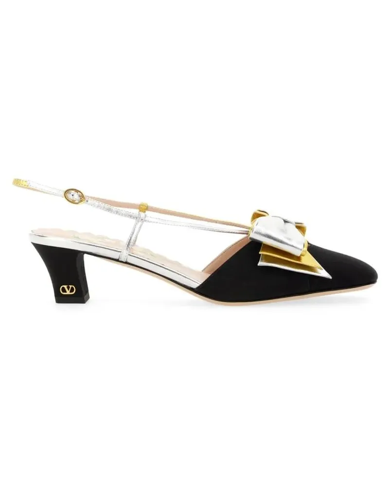 Valentino Garavani Hohe Schuhe 45Mm Moiré Fabric Bowow Slingback Décolleté schwarz Schwarz