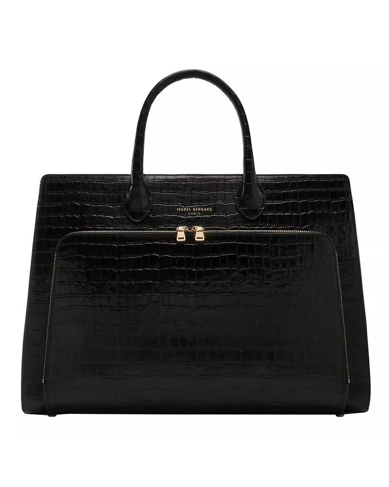 Isabel Bernard Tote Honoré Nadine Croco Black Calfskin Leather Handbag Schwarz