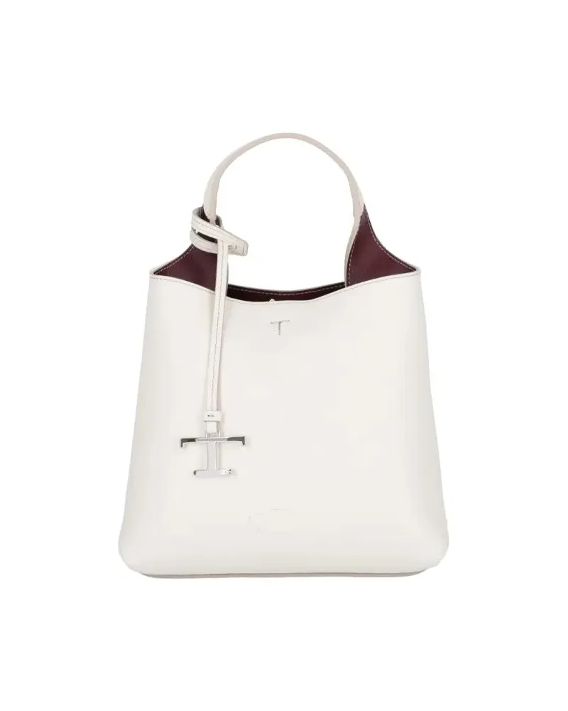 TOD'S Crossbody Bags Textured White Leather Handbag With Silver Charm weiß Weiß