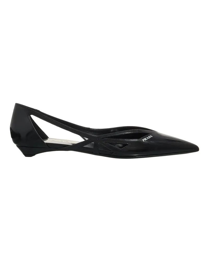 Prada Ballerinas Cut Out Leather Ballerinas schwarz Schwarz