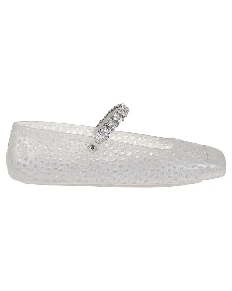 Jimmy Choo Square Toe Ballerinas With Crystal Strap silberfarben 