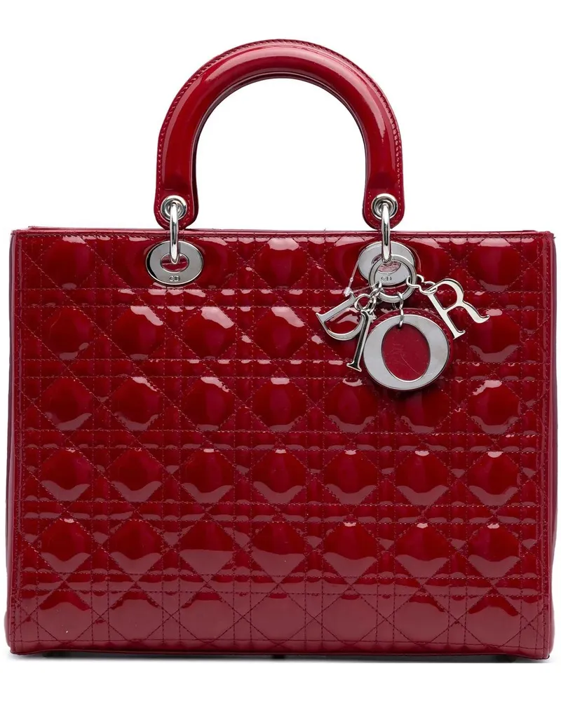 Dior Hobo Bags Large Patent Cannage Lady Dior rot Rot