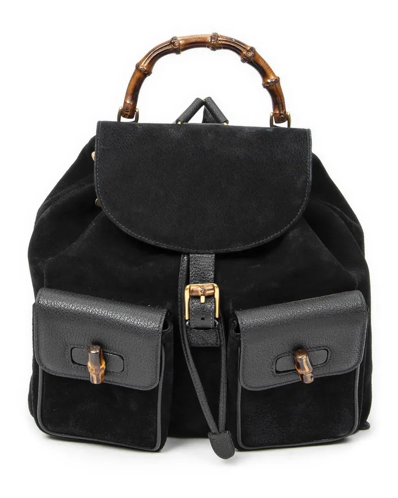 Gucci Crossbody Bags Large Bamboo Backpack schwarz Schwarz