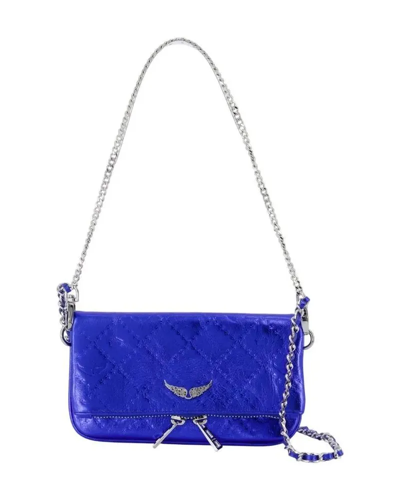 Zadig & Voltaire Portemonnaie Rock Nano Wallet On Chain - Leather - Blue blau Blau