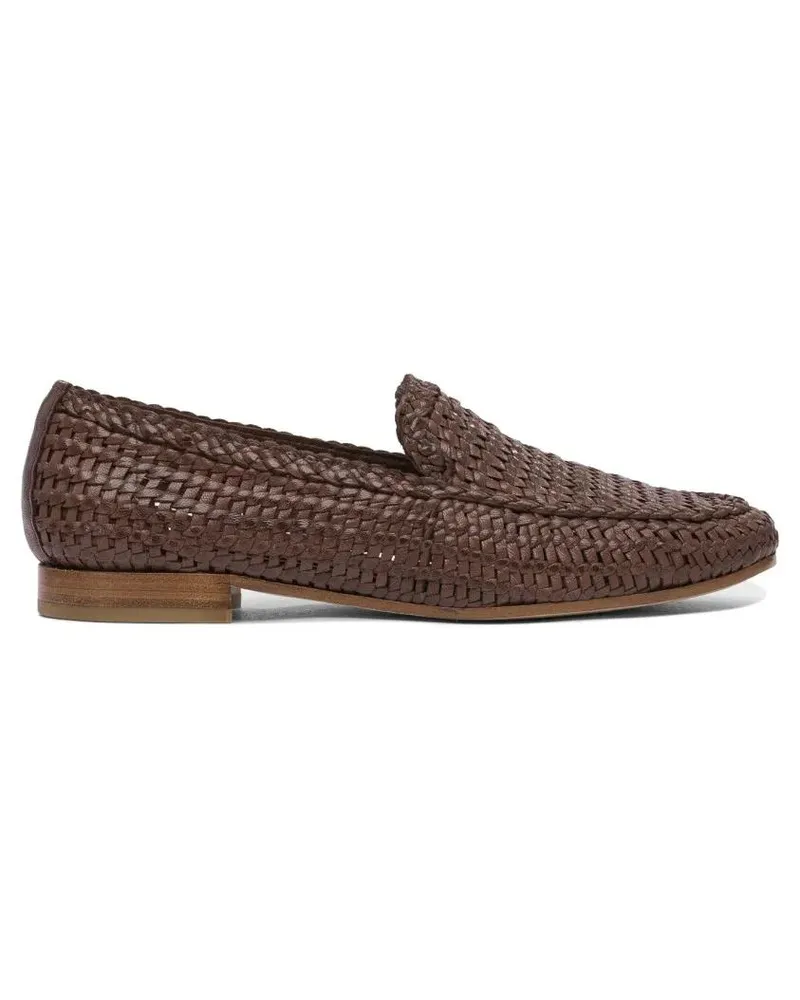 Pons Quintana Woven Design Brown Loafers With Low Heel Comfort braun Braun