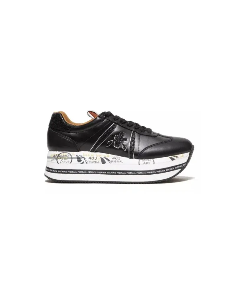 Premiata Low-Top Sneaker Beth Sneaker In Black Leather And Nylon schwarz Schwarz