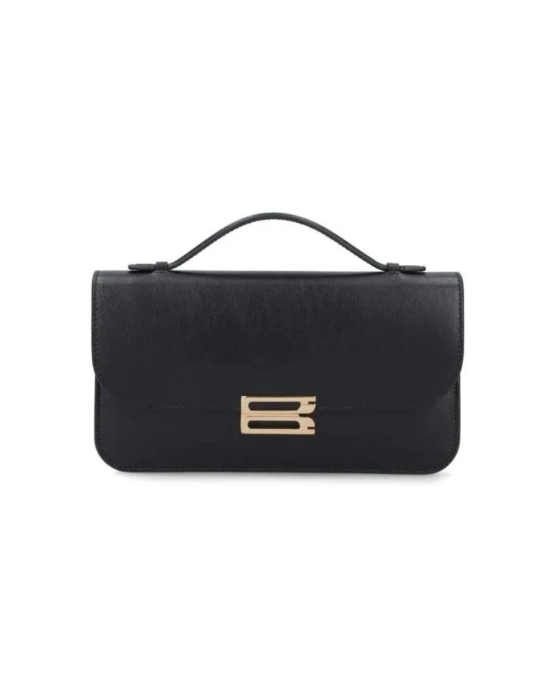 Victoria Beckham Hobo Bags Rectangular Black Leather Handbag With Gold-Tone L schwarz Schwarz