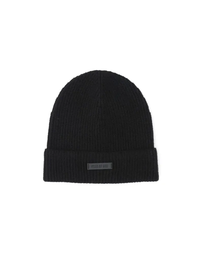 Fear of God Caps & Mützen Wool Beanie – Black schwarz Schwarz