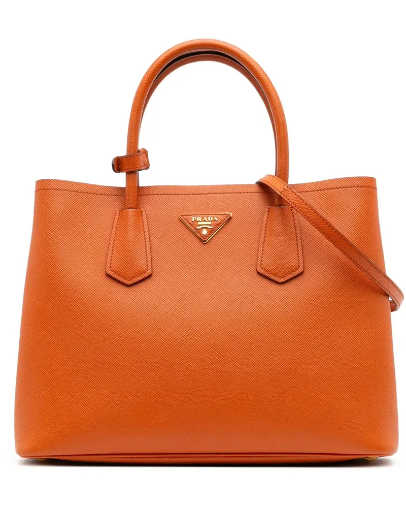 Prada Hobo Bags Medium Saffiano Cuir Double Satchel orange Orange